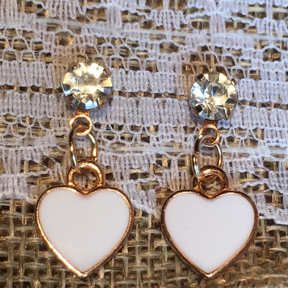 Heart Drop Post Earrings - Picture 1 of 13